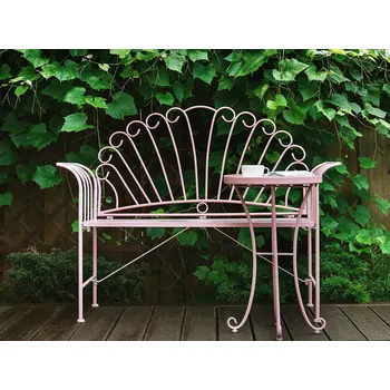 Konferenční stolek Odkládací stolek růžový kovový kulatý 40 cm venkovní vintage styl zahrada terasa Beliani