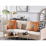 Sada 2 rozptylových polštářů Oranžový samet 45 x 45 cm Glamour Zip Geometrický vzor Obývací pokoj Ložnice Beliani
