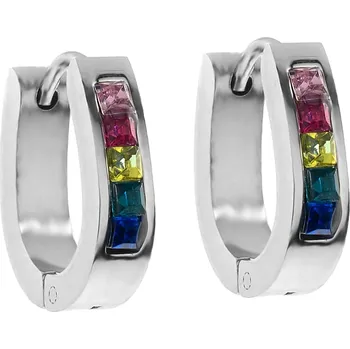 Náušnice BRUNOshop.cz Oválné náušnice kroužky s kamínky BAREVNÉ