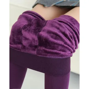 Dámské zimní zateplené legíny s příměsí kašmíru Barva: Fialová, Velikost: S