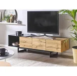 Televizní stolek černý světlé dřevo MDF 160 cm TV do 70ʺ zásuvky a police moderní styl Beliani