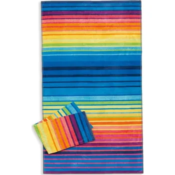 SCANquilt plážová osuška VELUR pruhy duhová 100 x 180 cm