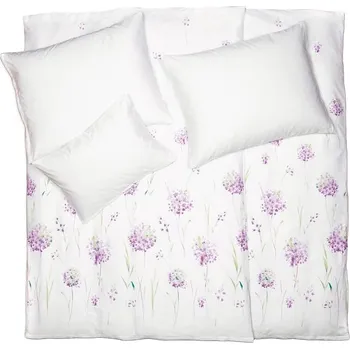 Bytový textil SCANquilt povlečení SATÉN DESIGN wild garlic bílofialová 140 x 200/70 x 90 cm