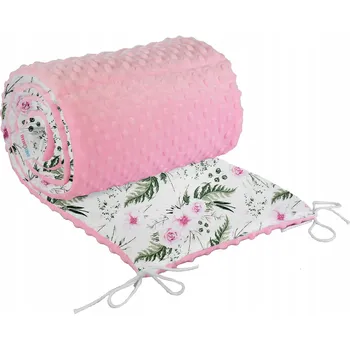 Příslušenství pro dětskou postel a kolébku Ochranný mantinel do postýlky 180x30 cm BABYMAM PREMIUM - Květy v zahradě s růžovou minky