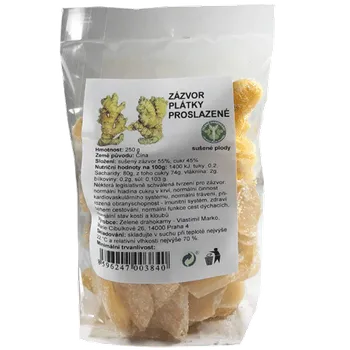 Kandované ovoce Zázvor sušený proslazený plátky 250g Zelené Drahokamy