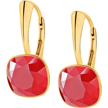 Náušnice Lafira stříbrné náušnice červené Square 3199 (visací)