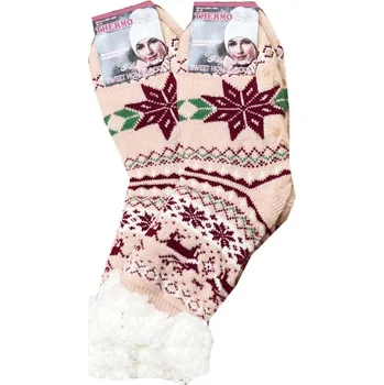 Dámské ponožky Emi Ross Dámské Vánoční termoponožky - Emiross Barva: Lososová, Velikost: 35-38
