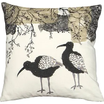 Polštář SCANquilt povlak ART NATURE duo birds smetanovošedobéžová 45 x 45 cm