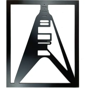 Živá Zeď Dřevěná nástěnná dekorace Flying kytara černá49,9 x 41,4 cm