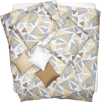Bytový textil SCANquilt povlečení SATÉN PLUS triangles bílobéžovošedá 140 x 200/70 x 90 cm