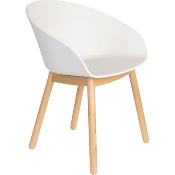 Jídelní židle Zuiver Bílá plastová jídelní židle Banne Void s dubovou podnoží