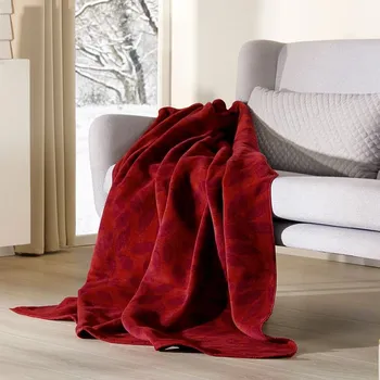 Přehoz na lůžko SCANquilt přehoz VELURO leaves cihlovovínová střední 150 x 200 cm