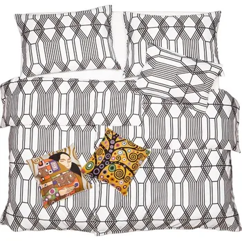 Bytový textil SCANquilt povlečení SATÉN DESIGN graphics bíločerná 140 x 200/70 x 90 cm