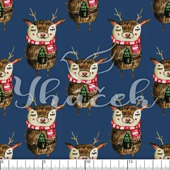 Zakázkový tisk, softshell, kočárkovina... Jelínek s vánočním stromečkem na džínové Látky k tisku: Microfirba