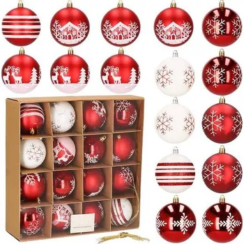 Vánoční ozdoba Springos CA0872 bílé/červené 16 ks