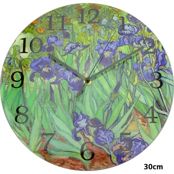 Hodiny Nástěnné hodiny Vincent van Gogh, Kosatce - Ø 30 cm