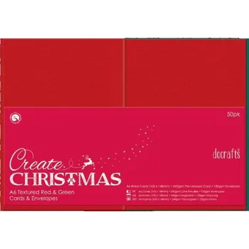 Obálka WEST DESIGN PRODUCTS LIMITED A6 přání a obálky 50ks (240g/m2) červené a zelené