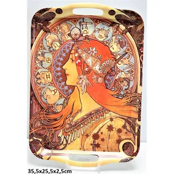 Queen Isabell Collection Plastový tác Alfons Mucha - 35,5*25,5*2,5 cm