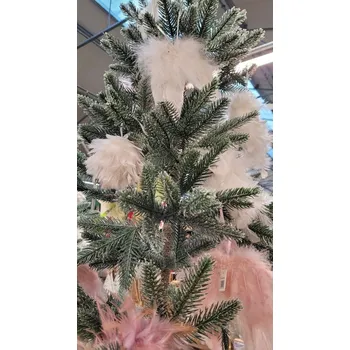 Vánoční ozdoba Set 6ks růžová andělská křídla z peříček - 10*10 cm