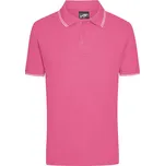James&Nicholson Pánská polokošile JN986 Pink-White XL