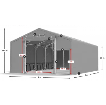Zahradní stan Skladový stan celoroční 4x8x2,5m nehořlavá plachta PVC 600g/m2 konstrukce POLÁRNÍ