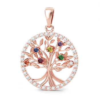 Přívěsek SOLUNA VIDA zlatý přívěsek se zirkony STROM ŽIVOTA v barvách čaker růžové zlato