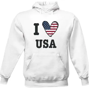 Pánská mikina Pánská mikina s kapucí s potiskem I love USA pánské