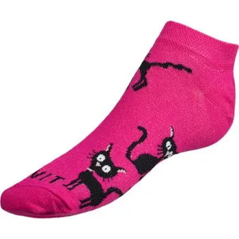 Dámské ponožky Bellatex Ponožky nízké Kočka magenta - růžová - 35-38