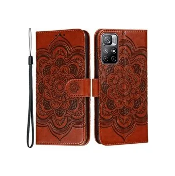 Pouzdro na mobilní telefon Knížkové pouzdro Poco M4 Pro 5G - květ mandala hnědá