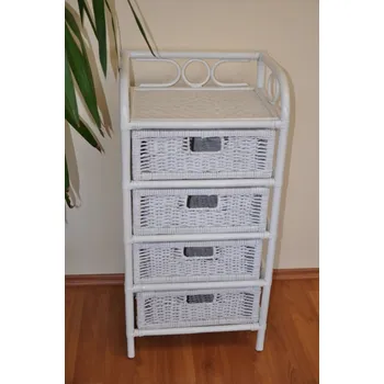 Komoda Axin Trading1 Ratanová komoda 4 zásuvky ratan bílá