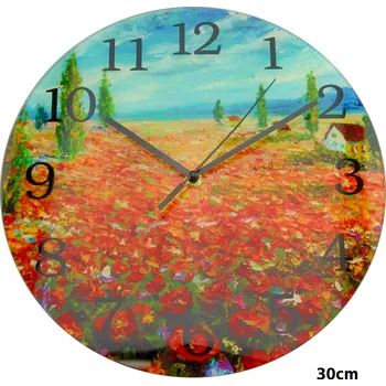 Hodiny Nástěnné hodiny Vincent van Gogh, pole Vlčího máku - Ø 30 cm