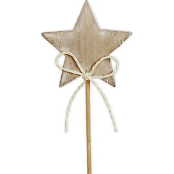 Vánoční dekorace Hvězda zápich dřevo 7,5/26cm natur (549843)