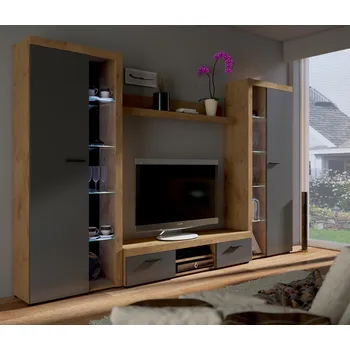 Obývací stěna FALCO Obývací stěna Rizo XL dub lefkas/grafit