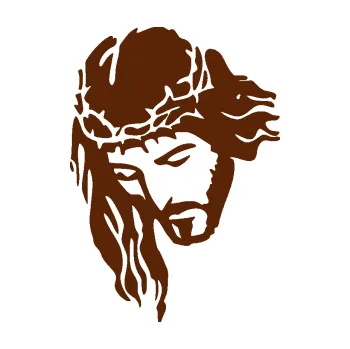 Samolepící dekorace SAMOLEPKA Ježíš 003 levá (15 - hnědá) NA AUTO, NÁLEPKA, FÓLIE, POLEP, TUNING, VLASTNÍ TEXT, TISK, AUTOSAMOLEPKY.cz, POLEPY, OBRÁZEK, LOGO, SAMOLEPKY