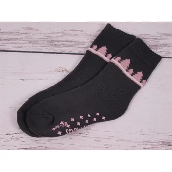 Dámské ponožky CNB BERLIN Teplé ponožky DE 38868 termo tm. šedé se stromečky s ABS protiskluzem velikosti ponožek: 26-28 (EUR vel. 39-42)