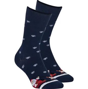 Ponožky s vánočním motivem WOLA SANTA NA SANÍCH modré Velikost: 45-47