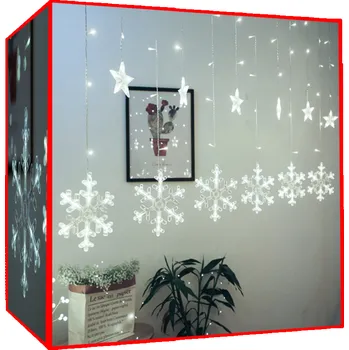 Vánoční osvětlení Iso Trade 11327 světelný závěs hvězdy/vločky 138 LED studená bílá