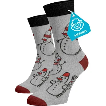 Dámské termo ponožky Hrubé hřejivé ponožky MERINO Sněhuláci Vlna (Merino) 39-41