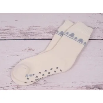 Dámské ponožky CNB BERLIN Teplé ponožky DE 38868 termo smetanové se stromečky s ABS protiskluzem velikosti ponožek: 26-28 (EUR vel. 39-42)