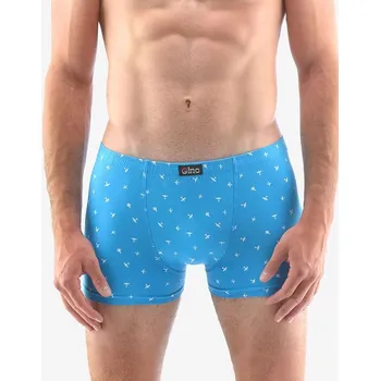 Pánské oblečení GINA pánské boxerky kratší nohavička, šité, s potiskem 73114P azurová bílá 58/60