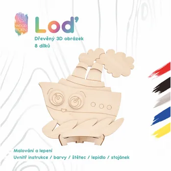 Dřevěná hračka Loď - Dřevěná 3D omalovánka
