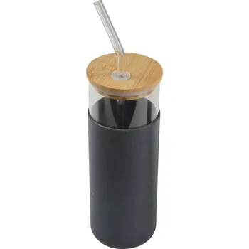 Láhev Homea Skleněná láhev na vodu, antracitová, 0,5 l