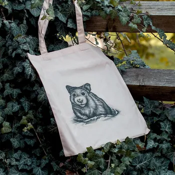 Nákupní taška Bavlněná taška, potištěna originální kresbou od Alči, Křeček