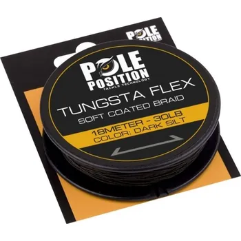 POLE POSITION - Návazcová šňůra Tungsta Flex Coated Braid 18 m 30 lb Dark Silt