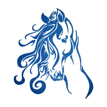 Samolepící dekorace SAMOLEPKA Kůň 094 levá (65 - škrábaný kov modrý) NA AUTO, NÁLEPKA, FÓLIE, POLEP, TUNING, VLASTNÍ TEXT, TISK, AUTOSAMOLEPKY.cz, POLEPY, OBRÁZEK, LOGO, SAMOLEPKY