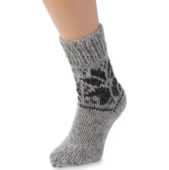 Pánské ponožky Wooline Ručně pletené ponožky 100% ovčí vlna šedé s černou vločkou Velikost ponožek: EUR 36-38