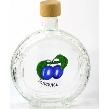 Sklenice Láhev sklo 500ml PEGGY s víčkem ŠVESTKA