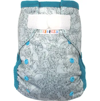 Plenkové kalhoty Breberky Kapsová plenka (M), bez křidélek - Mentolová zvířátka SZ, tyrkysový fleece