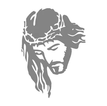 Samolepící dekorace SAMOLEPKA Ježíš 003 levá (17 - šedá) NA AUTO, NÁLEPKA, FÓLIE, POLEP, TUNING, VLASTNÍ TEXT, TISK, AUTOSAMOLEPKY.cz, POLEPY, OBRÁZEK, LOGO, SAMOLEPKY