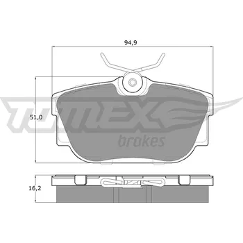 Brzdová destička Sada brzdových destiček, kotoučová brzda TOMEX Brakes TX 13-90